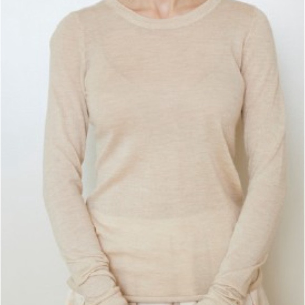 Brazeau Tricot tissue cashmere long sleeve tshirt in military green large